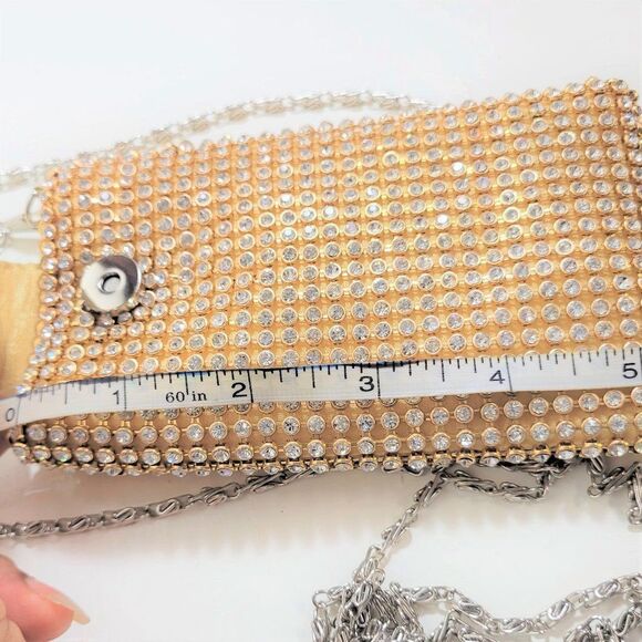 BLING Mini Crossbody Gold Clutch Handbag Wristlet Clutch - Picture 4 of 6